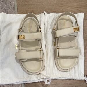 Dior Dioract Sandals in white/cream lambskin